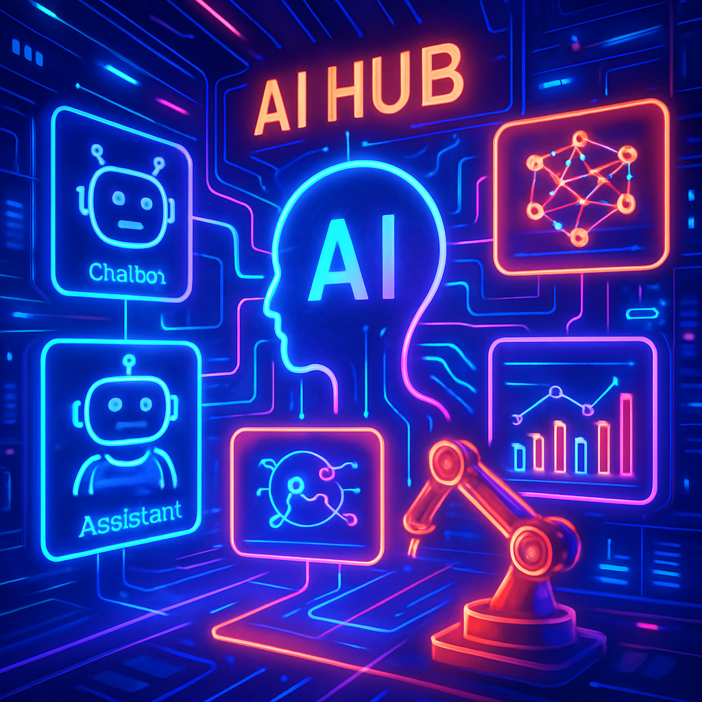 A diverse team collaborating on AI projects in a modern office.